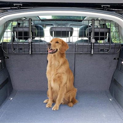 Hondenrek Auto - Hondenbarrière Kofferbak - Veilig Reizen - Verstelbaar Staaldraad - Hoogte 30-40cm - Zwart