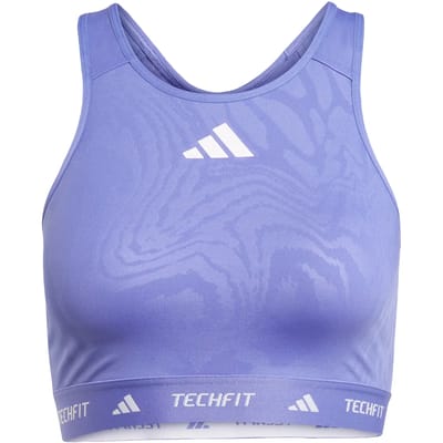 Adidas Performance Techfit Medium-support High-neck Print Bra Maat: M (A-B) | Sport BH's Outlet | Dames | Blauw