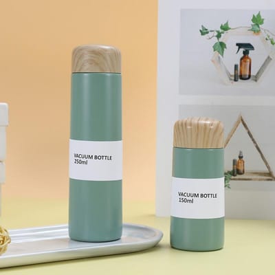 Nouvelle tasse de poche créative en grain de bois pour étudiante, mini tasse d'accompagnement, tasse isotherme simple en acier inoxydable 150ml