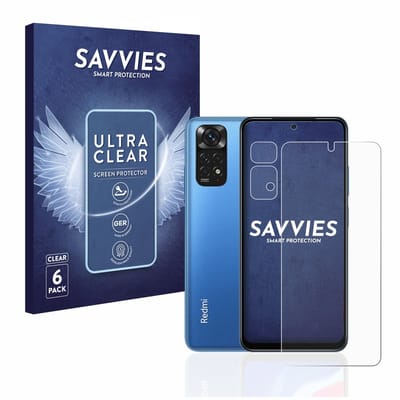 Savvies - Screenprotector voor Xiaomi Redmi Note 11 (Voor+Camera) - Folie Beschermfolie transparant 6 Stuks