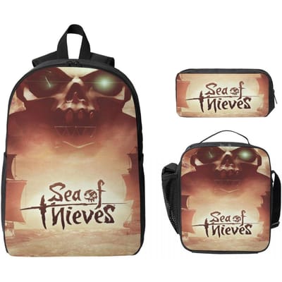 3 Stuks Seas Of Thieves Accessoires Rugzak Set voor Kinderen Etui Sets Schooltassen Sets met Lunchbox Voor School Leerlingen Daypack beige