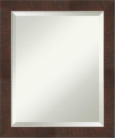 Wandspiegel Badkamer Rechthoekig 60x50 cm Bruin Houten Frame - Ophangen Badkamerspiegel