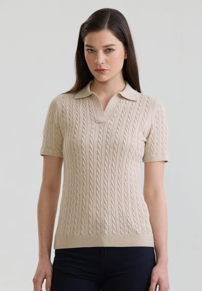 Felix Hardy Polo Shirt Korte Mouwen 100% Katoen Dames Beige - L