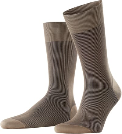 FALKE Fine Shadow gedessineerd katoen sokken heren beige - maat 39-40