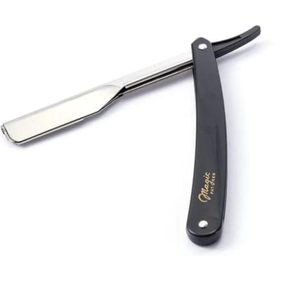 Vintage Roestvrijstalen Opvouwbaar Scheermes voor Mannen Perfect voor Baard & Snor, Ideaal voor Beginners zwart