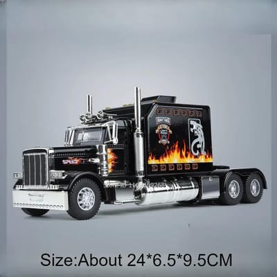 1:24 Peterbilt 389 Vrachtwagen Speelgoed Lopende Tractor Auto Model Legering Die-Cast Geluid Licht Voertuig Modellen Interieur Decoratie Cadeau