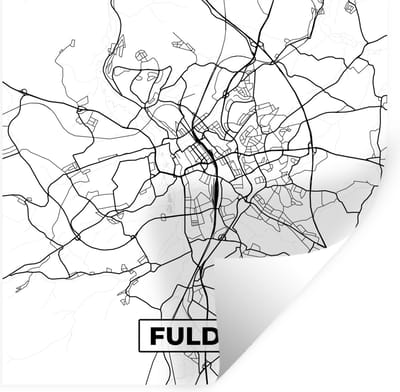 Muurstickers - Sticker Folie - Stadskaart - Plattegrond - Kaart - Fulda - 100x100 cm - Plakfolie - Muurstickers Kinderkamer - Zelfklevend Behang XXL - Zelfklevend behangpapier - Stickerfolie