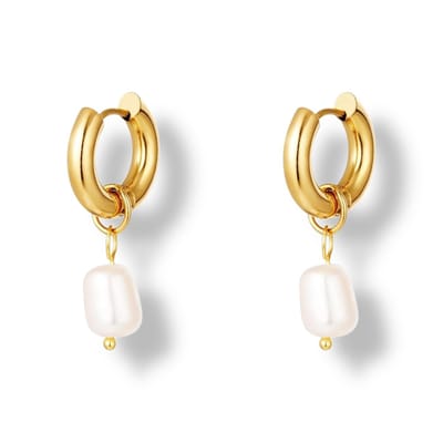 RVS oorbellen parels simpel - Yehwang - Oorbellen - One size - Goud