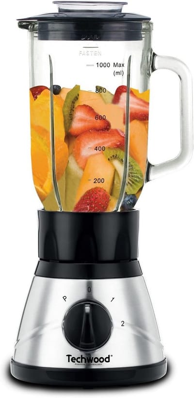 Klassieke Blender - Keukenmixer - Smoothies Maken - Glazen Kan - 1 Liter - Zwart Roestvrij Staal