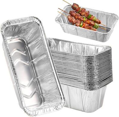Aluminium Bakvormen - Vetafvoer Bakjes - Barbecue Gemak - Vereenvoudigt Schoonmaken - 22 x 11.5 x 6.5 cm - Zilverkleurig