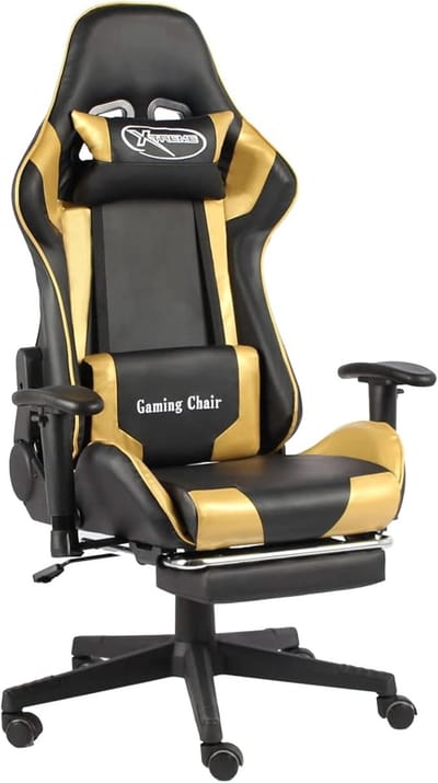 Gaming stoel - Computerstoel bureaustoel - Langdurig gamen - Verstelbare rugleuning - 68x69x123-133cm - Zwart goud