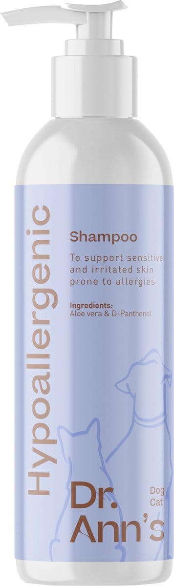 Dr. Ann's Hypoallergeen Shampoo voor Hond en Kat - 250 ml - Voor de Gevoelige Huid - Geschikt bij Allergie - Ook voor Puppy's en Kittens