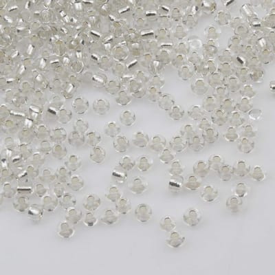 6500 Stuks Glazen Rocailleparels 2 mm Met Zilveren Inslag, Zilver Gevoerd, 11/0, Ponykralen, Wit