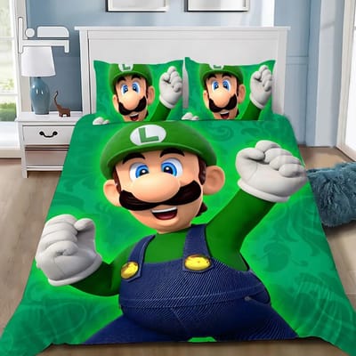 Spel Super M-Marios Dekbedovertrek Kussensloop Beddengoed Set Volwassen Jongen Meisje Slaapkamer Decoratie Kindercadeau Enkel Dubbel Grote Maat AU Queen(210*210cm)3pcs