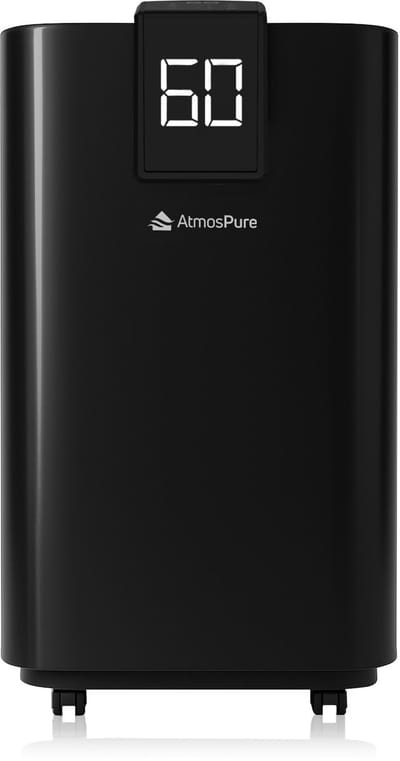 AtmosPure® Luchtontvochtiger AirDry Elite - 12L per Dag - Was-droog Functie - Luchtreiniger Perfect Voor Wasruimte, Badkamer, Woonkamer en Kelder - Zwart - Dehumidifier