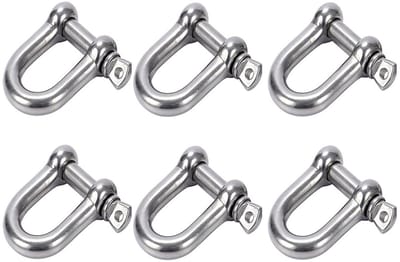 Set van 6 M6 Links D-Ringen, RVS 304 D Beugels voor Zware Lasten, Transportketting Klemmen van Staal