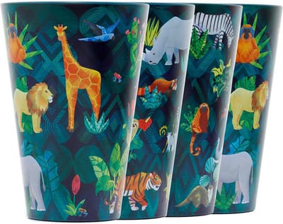 Set Picknick/Camping Bekers RPET - Animal Kingdom - 4 stuks - 450ml - 13x9cm