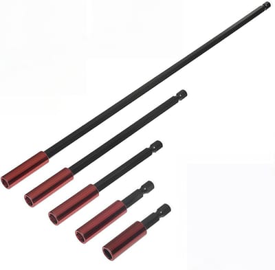 5pcs Magnetische Uitbreidings Sleutelhouder Set – 50/60/100/150/300mm – 1/4 Inch Zeskant Schacht Bit Houder – Lange Magnetische Bit Boorverlenging voor Boren – Slag Schroevendraaiers – Klusgereedschap