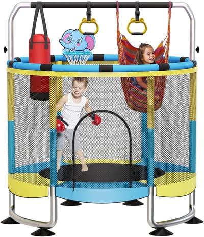 Ronde Trampoline voor Kinderen - Blauw Outdoor Speelgoed