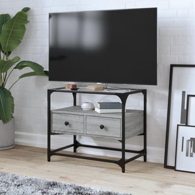 Tv-meubel met blad - Tv kast dressoir - Opbergen entertainment - Robuust metalen frame - 60x35x51 cm - Grijs sonoma