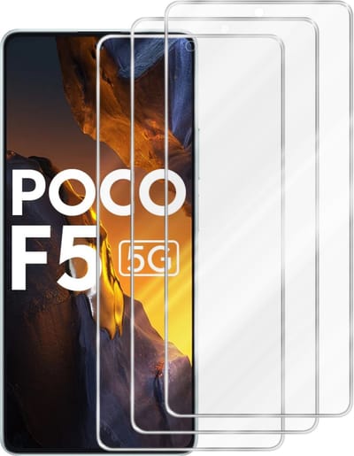 Cadorabo 3x Screenprotector geschikt voor Xiaomi Poco F5 - Beschermende Pantser Film in KRISTALHELDER - Getemperd (Tempered) Display beschermend glas in 9H hardheid met 3D Touch