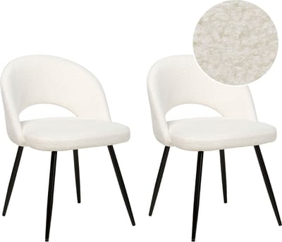ONAGA II - Eetkamerstoel set van 2 - Wit - Bouclé