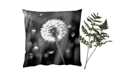 Sierkussens - Kussentjes Woonkamer - 40x40 cm - Paardenbloem - Zwart - Wit - Plant