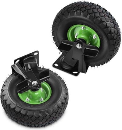 Zwenkwielen met Rem, Stille Luchtbanden 250 x 90 mm voor Bolderkar en Transportwagen