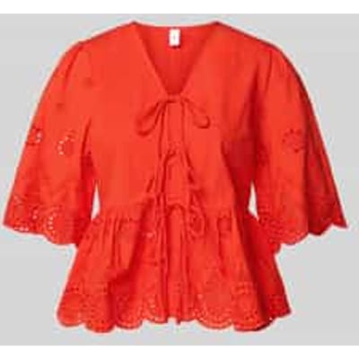 regular fit blouse met ajour borduursels model 'Cornelia'