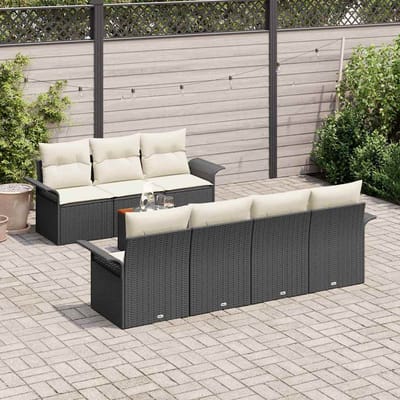vidaXL - Tuinbank - Set - 8 - st - 7-Aantal - zitplaatsen - Zwart - en - Crème