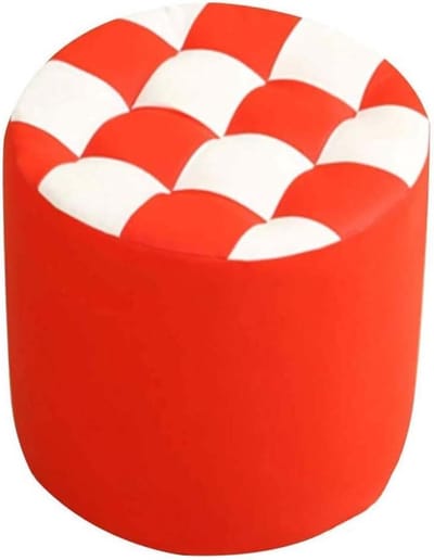 Ronde Voetenbank - Ottomaanse Kruk - Voeten Rusten - Hoge Veerkracht Spons - 31x28cm - Roze Rood