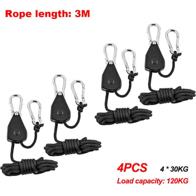 4 stuks Verstelbare 8 inch Versterkte Hangers Hangende Ratel voor Tent Kweek Plant Lamp Touwratel Hanger Katrolhaak