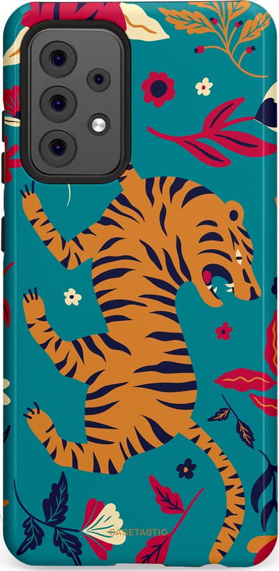 Casetastic Hoesje Geschikt voor Samsung A52 (4G/5G/s) - Stijlvolle Beschermende Duo-layer Case - Gouden brul