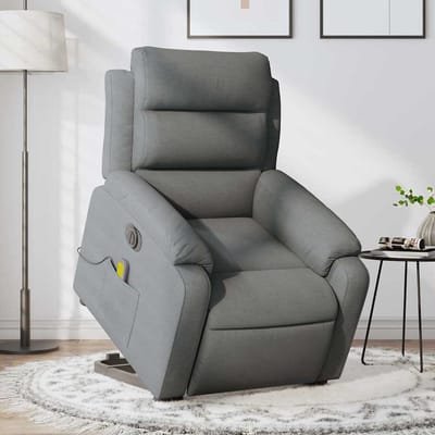 vidaXL - Sta-op-massagestoel - elektrisch - verstelbaar - stof - donkergrijs