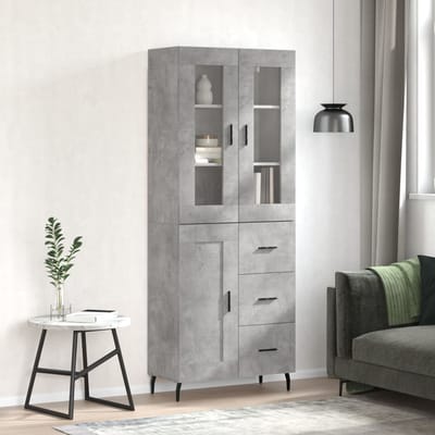 vidaXL - Hoge - kast - 69,5x34x180 - cm - bewerkt - hout - betongrijs
