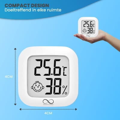 Hygrometer - Digitale Weerstation - Luchtvochtigheidsmeter - Thermometer Voor Binnen - Vochtmeter - Incl. Batterij En Houder