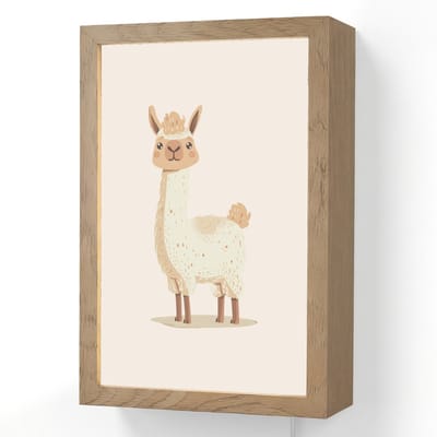 Wandlamp 20x30 cm - Oplaadbaar - Lama - Dieren - Boerderij - Pastel - Wandlampen binnen woonkamer - Slaapkamer lamp met kabel - Decoratieve nachtlamp - Vloerlamp snoer