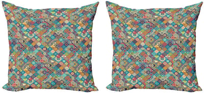ABAKUHAUS Kussenhoezen Set 2x50x50 cm – Dubbelzijdig bedrukt – Multicolor