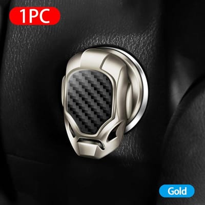 Autocollant Bouton Poussoir Démarrage/Arrêt Moteur Métal 3D Démarrage Une Touche Couvercle Bouton Interrupteur Décoratif Clé de Contact Pour Intérieur de Voiture gray