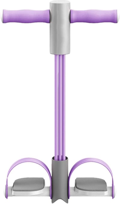 Fitness Touw Trainer - Weerstandstouw Pedaal - Buikspier Training - Antislip Pedaal Design - 126 cm Lengte - Paars