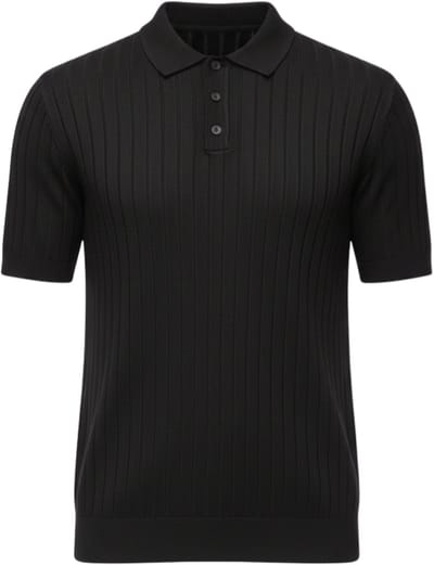 OMBRE Polo - Slim Fit - Viscose - Korte Mouw Zwart S