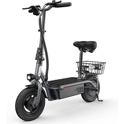 iScooter F2 Elektrische Step met Zadel & Mand 500W Motor 7.8Ah 10'' Banden Voor- & Achtertrommelremmen 25-30KM Actieradius Elektrische Steps voor Volwassenen