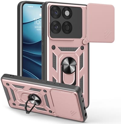 Coverup Hoesje - Geschikt voor Motorola Edge 60 / 60 Fusion Hoesje - Coverup Armor Ring Kickstand Back Cover met Camera Shield - Rose Gold