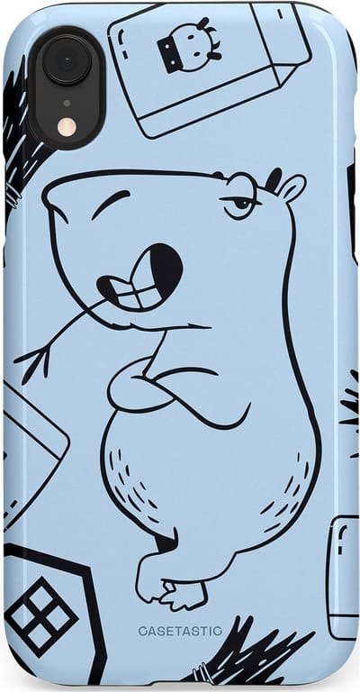 Casetastic Hoesje Geschikt voor Apple iPhone Xr - Stijlvolle Beschermende Duo-layer Case - Capibara chillen