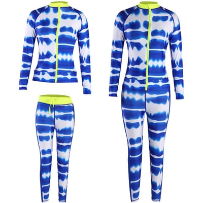 Dames Lange mouw Zonnebrand Zwempak Duikpak Nieuwe Surf Snorkel Kleding S blue