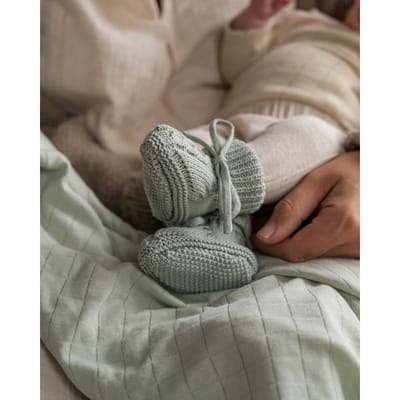 Lodger - Baby Slofjes Gebreid - Groen - 0-6 Maanden - Katoen - Newborn Slofjes & Babysokjes