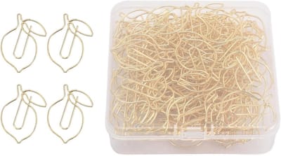 Leuke Citroen Design Paperclips - 100 Stuks Gouden Boekmark Clips met Opbergdoos voor Kantoor, Thuis en School
