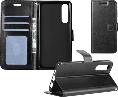 Hoesje - Geschikt voor Samsung Galaxy A50 - Luxe Bookcase - Walletcase Hoes - Portemonnee - Cover - Telefoonhoes - Zwart