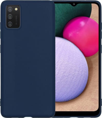 Hoesje - Geschikt voor Samsung Galaxy A03s - Sterk & Shockproof - Siliconen Case - Hoes Cover - Telefoonhoes - Donkerblauw