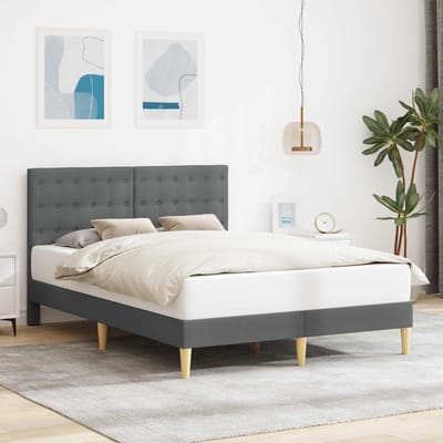 vidaXL - Bedframe - met - hoofdeinde - Donkergrijs - 120 - x - 200 - cm - Stof